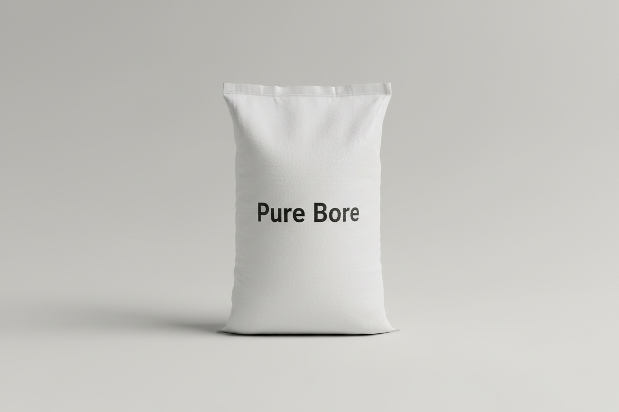allen de tekst pure bore en een witte pp plastic zak 25kg
